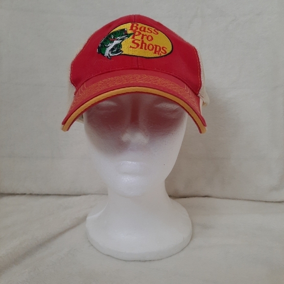 Bass Pro Shops red embroidered mesh snapback trucker hat - Picture 4 of 13